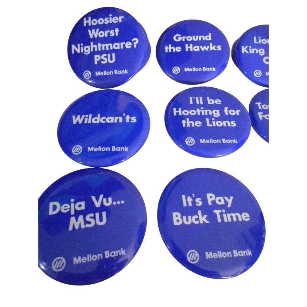 Vintage Penn State Pin Back Button Lot Mellon Bank 1980s Estate Find - Picture 2 of 4